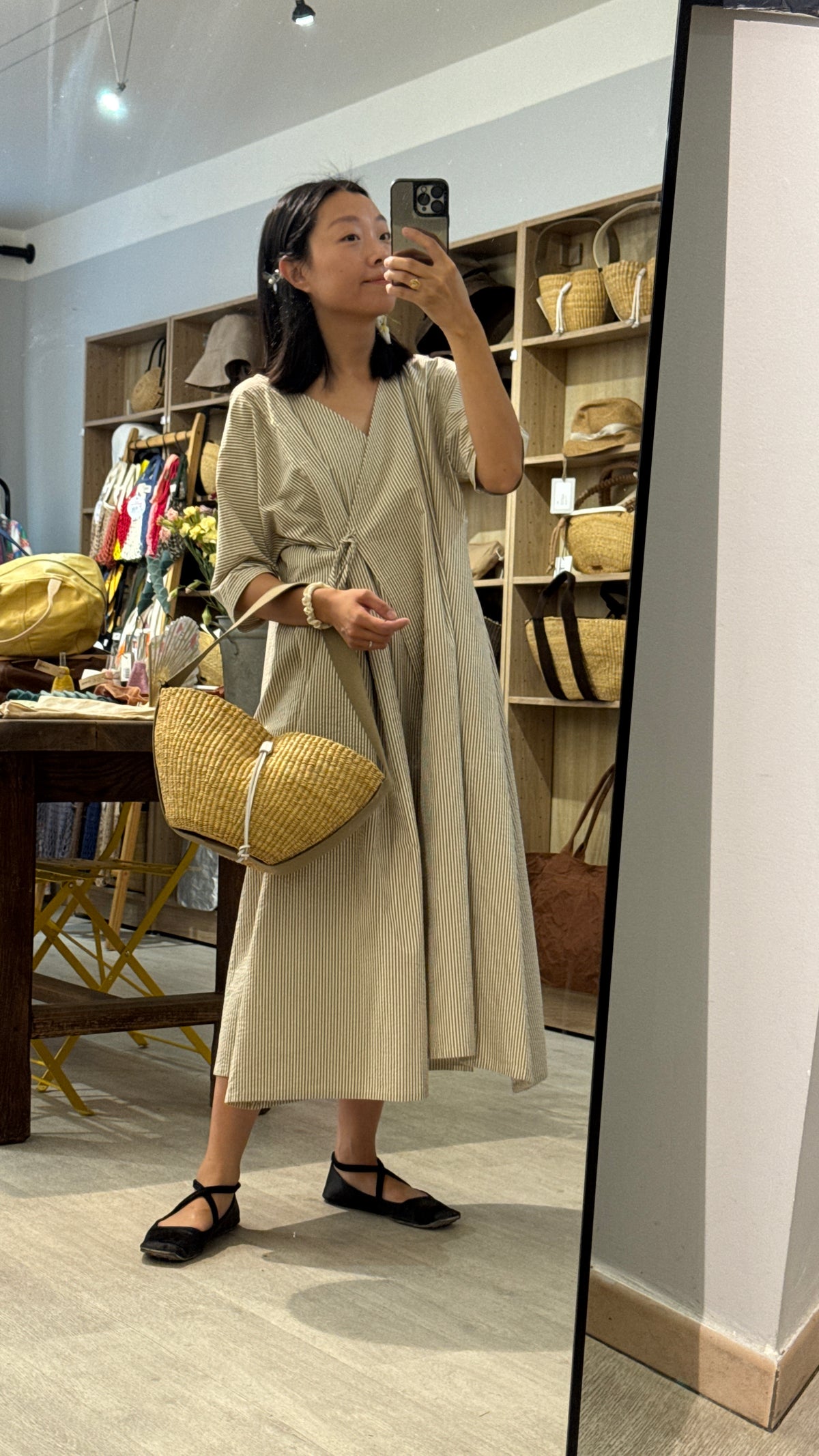 Nova Dress Stripe Caramel X White
