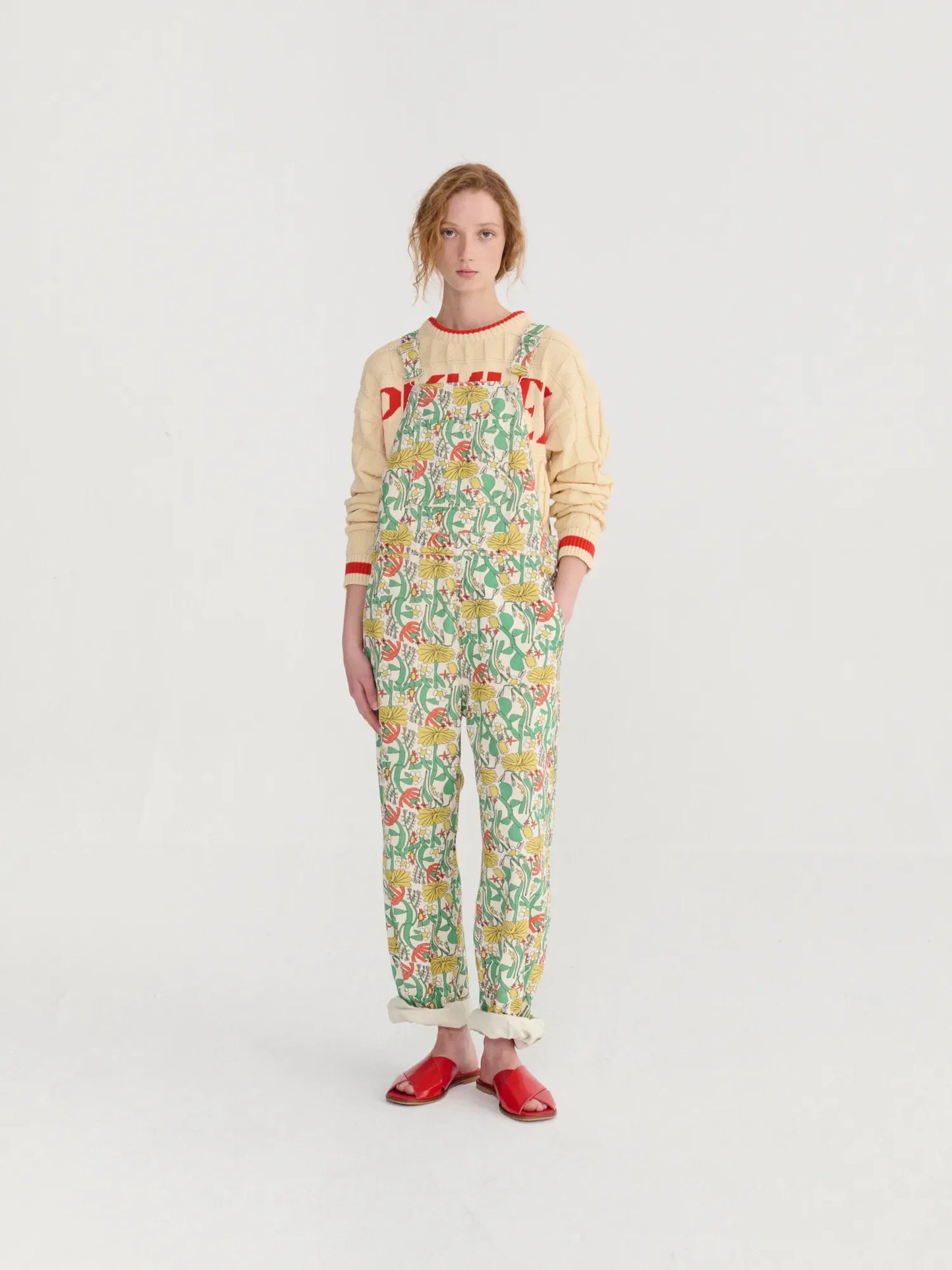 Color Herbalist pattern twill dungaree