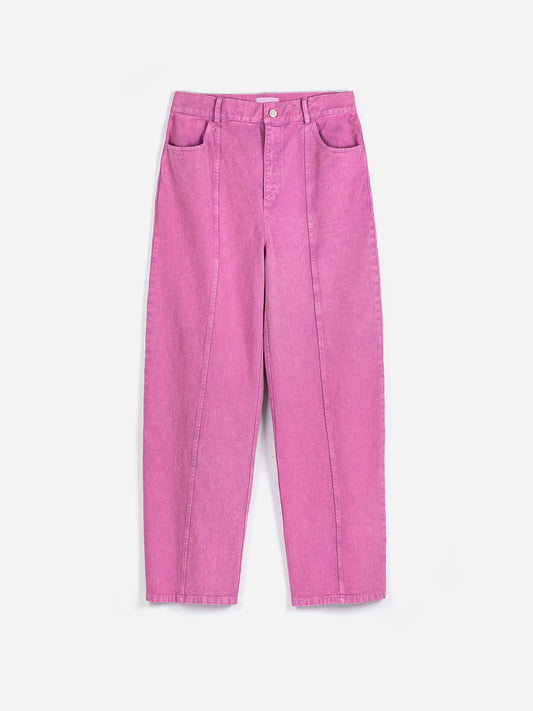 Washed twill boot cut pants