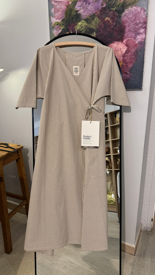 Nova Dress Stripe Caramel X White