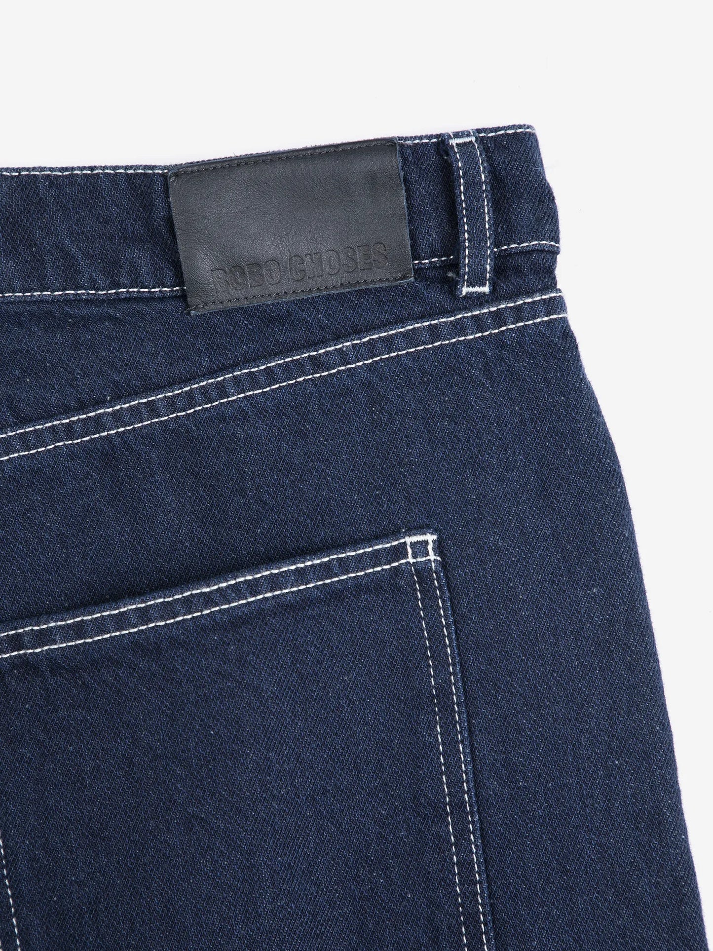 Contrast‑stitching denim bermuda