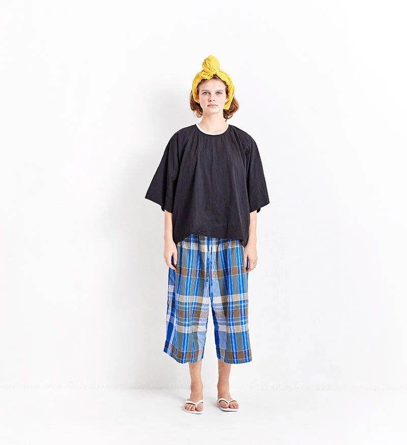CHECK KHADI GATHERED PANTS