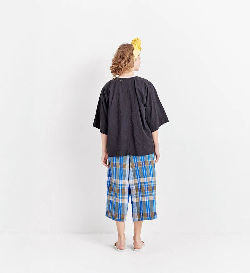 CHECK KHADI GATHERED PANTS